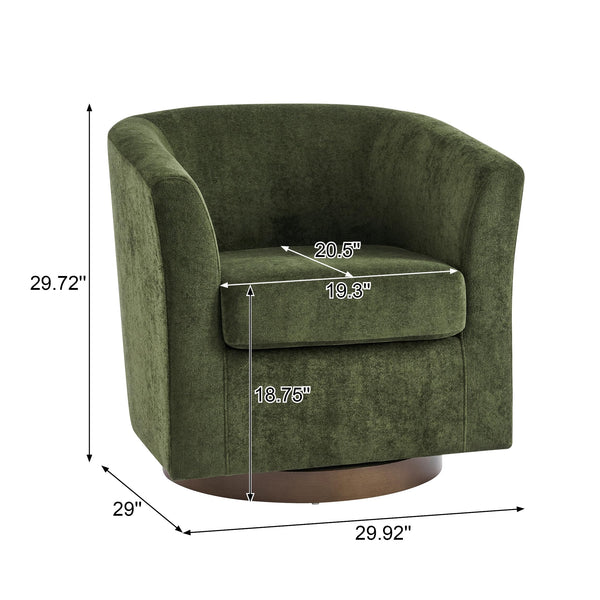 Velvet Swivel Barrel Accent Chair with Wood Frame