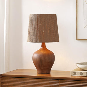 23" Rustic Farmhouse Resin Gourd LED Table Lamp with Paper Rope Shade