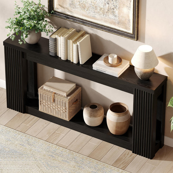 Fluted Console Table with Storage – 71 Inch Entryway Sofa Table