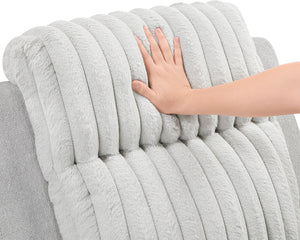 Light Gray Manual Reclining Sofa with Corduroy Upholstery