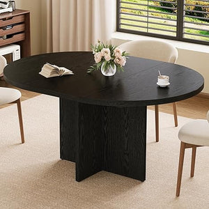 Extendable Round to Oval Dining Table 43.3"-59" | Seats 4-8