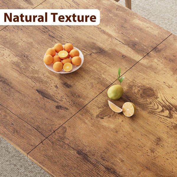 Industrial Dining Table for 6-8 People, 78.7" Rectangular Kitchen Table with Metal Frame