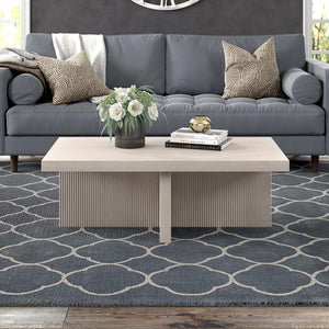 44" Fluted Rectangular Pedestal Coffee Table