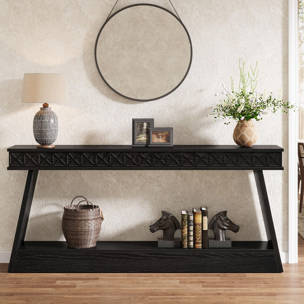 70.9" Farmhouse Console Table with 2-Tier Storage
