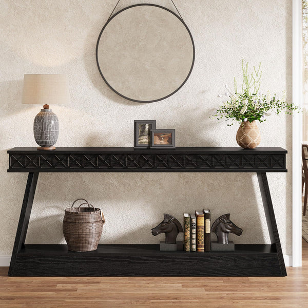 70.9" Farmhouse Console Table with 2-Tier Storage