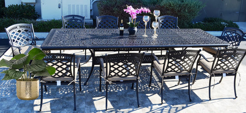 11-Piece Outdoor Cast Aluminum Extendable Dining Set – Antique Bronze