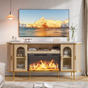 70" Fluted Fireplace TV Stand with Electric Fireplace