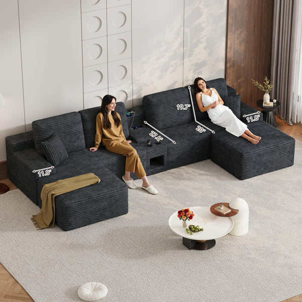 150" Oversized U-Shaped Modular Sectional Sofa, 6-Seater