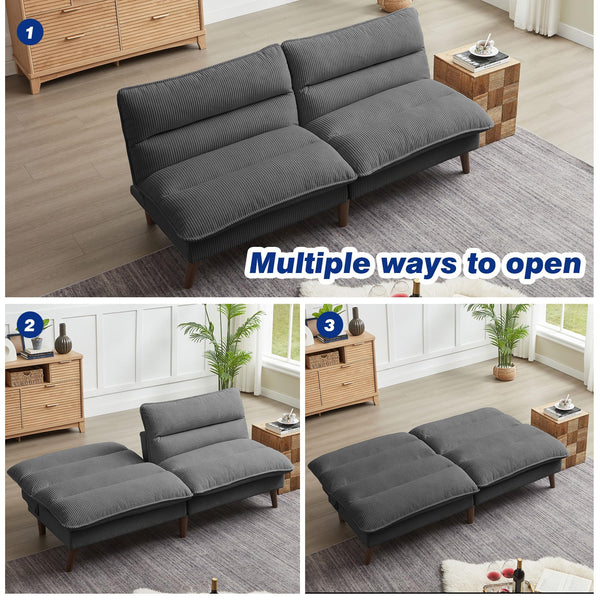 Convertible Futon Sofa Bed with Adjustable Backrest