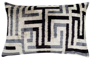 Black White Gray Velvet Throw Pillow Cover with Down Feather Insert