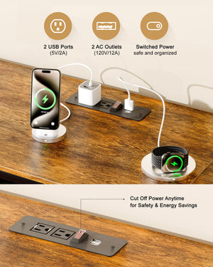 TV Stand with LED Lights & Power Outlets for 65-Inch TVs