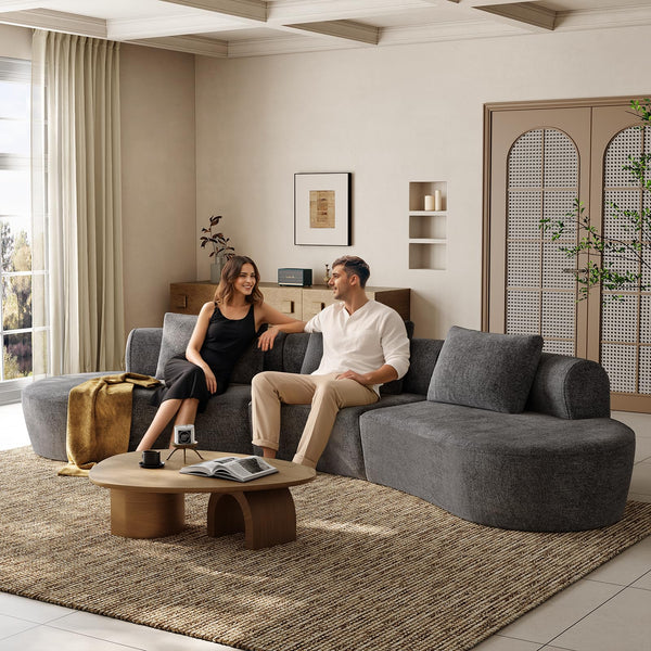 Modular Cloud Sectional Sofa – Curved Chenille, No Assembly