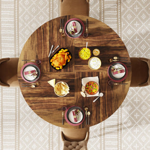47-Inch Round Dining Table with Metal Base
