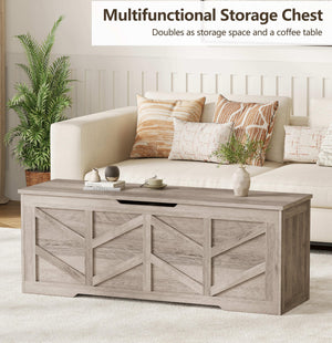 Extra Large Storage Bench with Safety Hinges – 51.2" Wooden Trunk