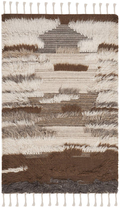 Hand-Knotted Wool Accent Rug 3' x 5' – Grey & Brown Tribal Design