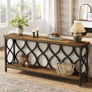 70.87" Industrial Console Table with Bottom Shelf