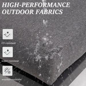 2-Piece Aluminum Outdoor Patio Ottoman Set - Grey