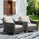 Outdoor Wicker Patio Chairs Set of 2 with Thick Cushions