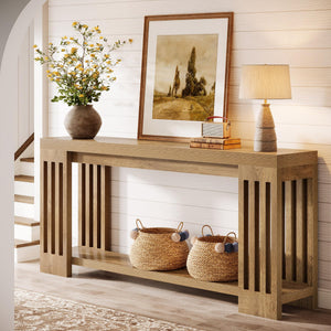 70.9" Extra Long Farmhouse Console Table with 2-Tier Storage