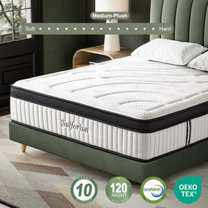 14-Inch Hybrid Mattress – Euro Top, Pocketed Coils, Gel Memory Foam