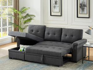 Convertible L-Shaped Sectional Sleeper Sofa with Storage Chaise