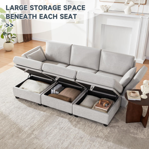 Modular Sectional Sleeper Sofa with Storage