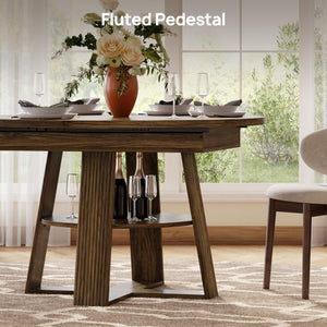 Fluted Round Extendable Dining Table 43–59 Inch