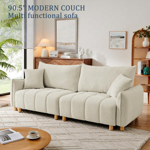 3-Seat Convertible Sleeper Sofa with Storage