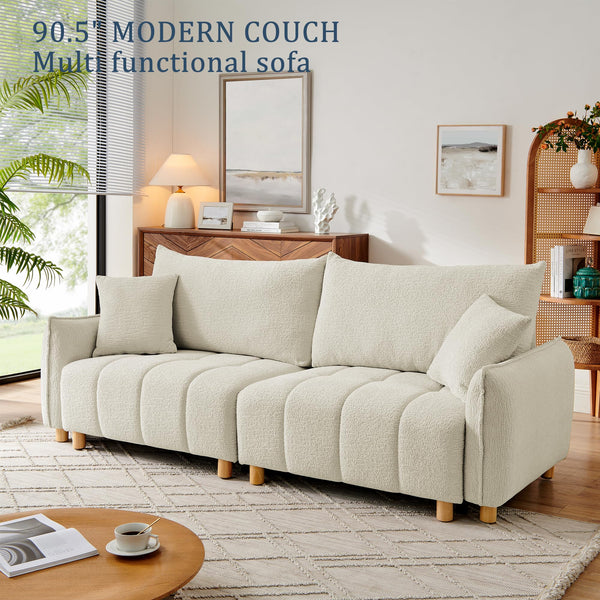 3-Seat Convertible Sleeper Sofa with Storage
