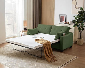 2-in-1 Pull Out Sleeper Sofa Bed with Memory Foam Mattress