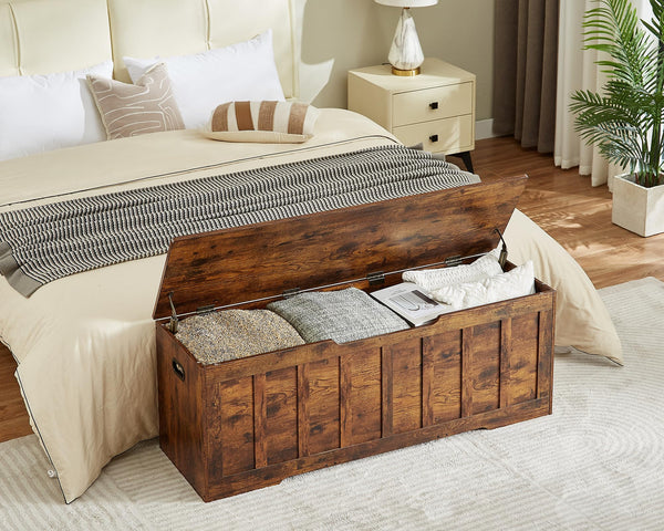 Extra Large Storage Chest Bench with Safety Hinges – 51.2" x 15.7" x 19.1"