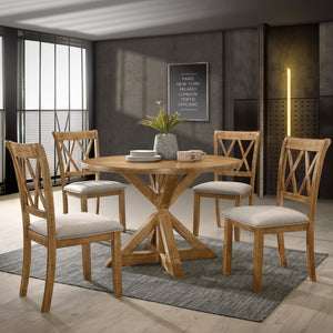 5-Piece Round Dining Table Set with 4 Chairs