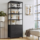 Industrial Bookcase with File Cabinet & 5-Tier Open Shelves, 71.6"H