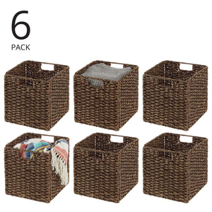 Seagrass Woven Cube Storage Baskets with Handles