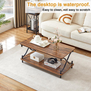 Coffee Table with Storage Shelf, 39" Retro Brown