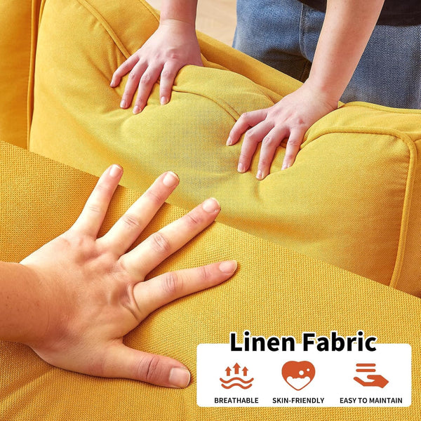 79" 3-Seater Linen Sofa with Adjustable Seat & Removable Covers