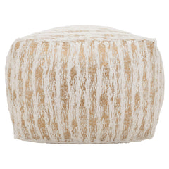 Foil Print Faux Fur Pouf – Square Ottoman 20" x 20" x 14"