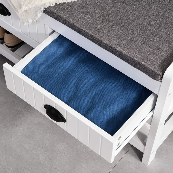 Hall Tree Entryway Bench with Coat Rack, Shoe Rack, Storage Drawers & Padded Seat