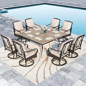 7-Piece Outdoor Patio Dining Set with Swivel Chairs & Rectangular Table