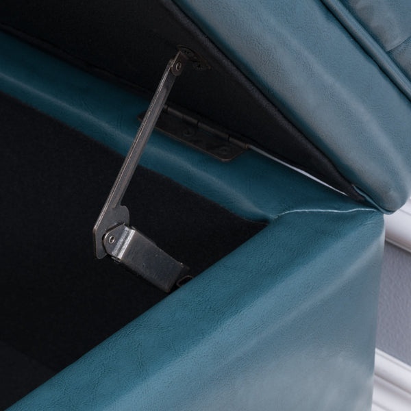 Teal PU Storage Ottoman