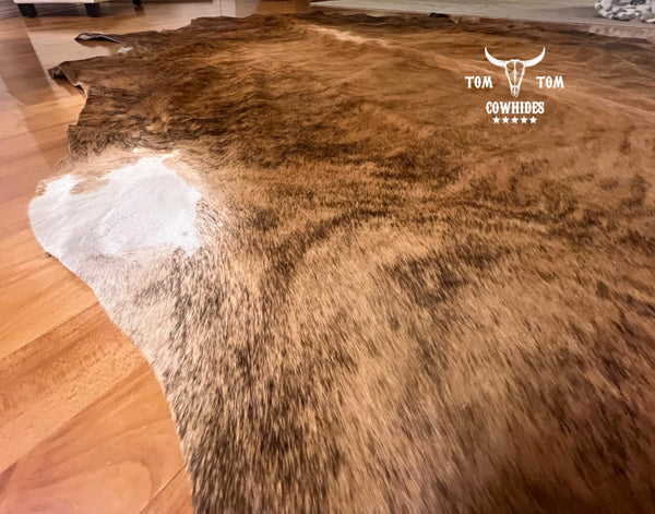 Hair-On Cowhide Area Rug 6x6 Brindle