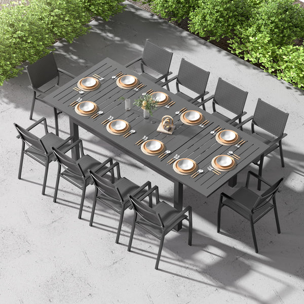 Expandable Aluminum Outdoor Dining Table 6-10 Person