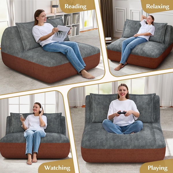 Small Loveseat Sofa Chair with Side Pocket – Memory Foam, No Assembly