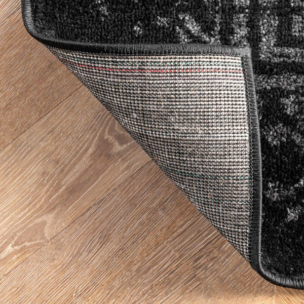 Vintage Medallion Area Rug 10x14 – Polypropylene Indoor Rug, Black & Grey