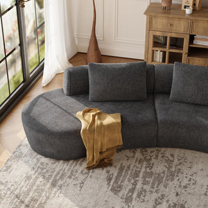 Modular Cloud Sectional Sofa – Curved Chenille, No Assembly