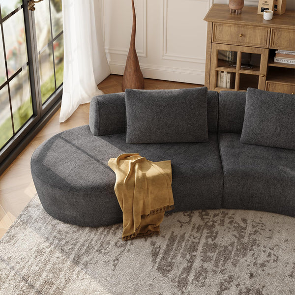 Modular Cloud Sectional Sofa – Curved Chenille, No Assembly