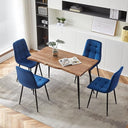 5-Piece Rectangular Dining Table Set with Velvet Chairs & Metal Legs