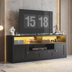 57" Modern TV Stand with LED Lights & Charging Station