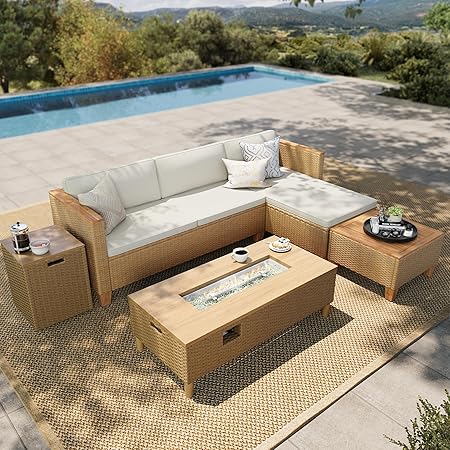 Outdoor Wicker Sectional Patio Furniture Set with Coffee Table