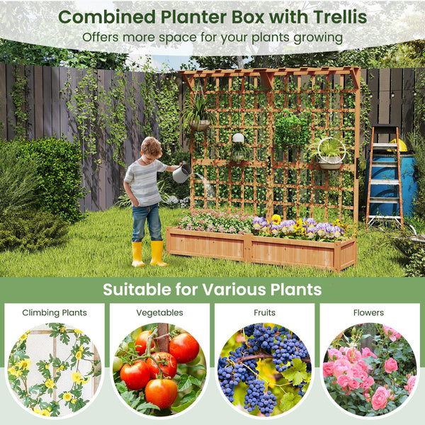 72-Inch Raised Garden Bed with Trellis, Hanging Roof & Lattice Panel